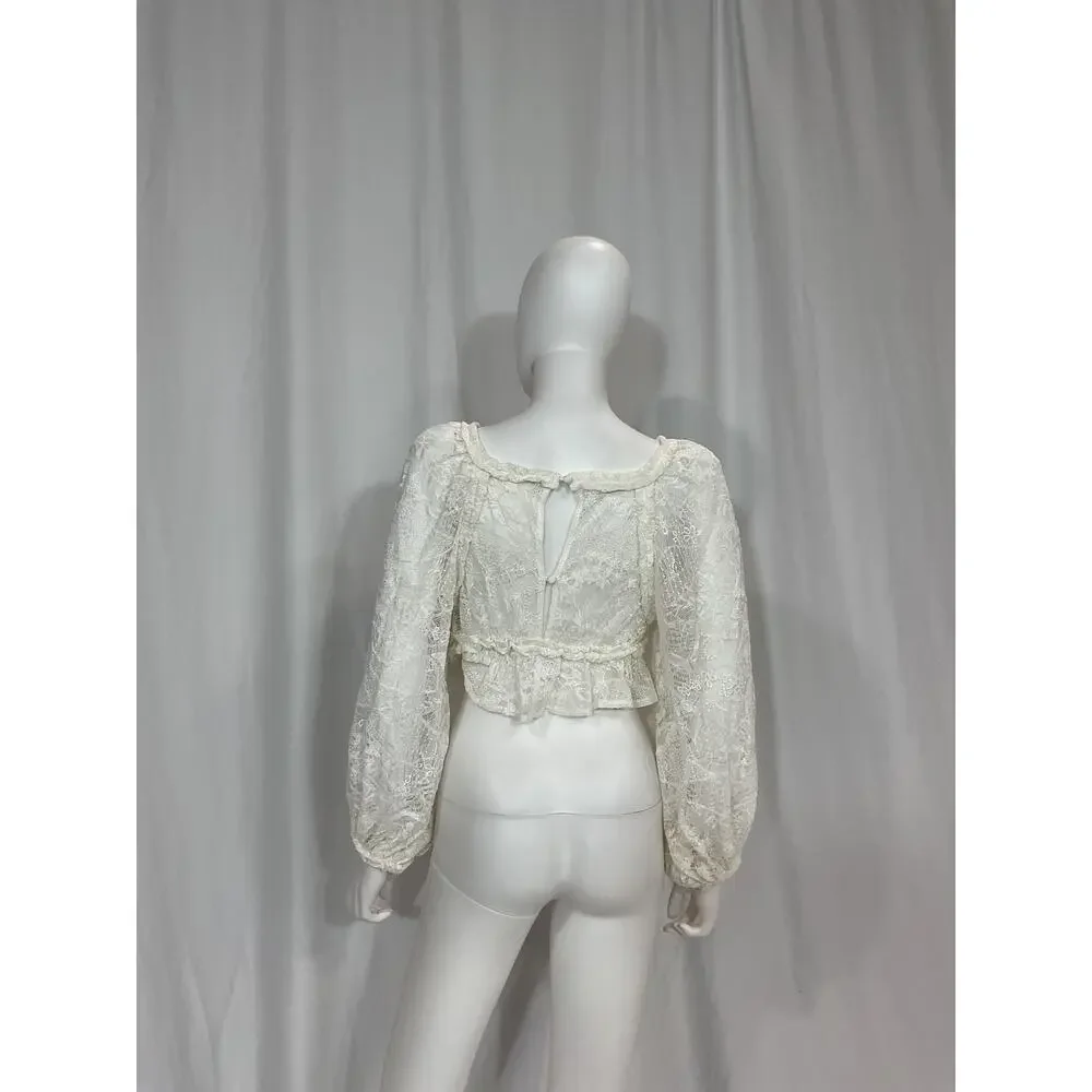 For Love & Lemons 'Madeline' White Lace Top Size S